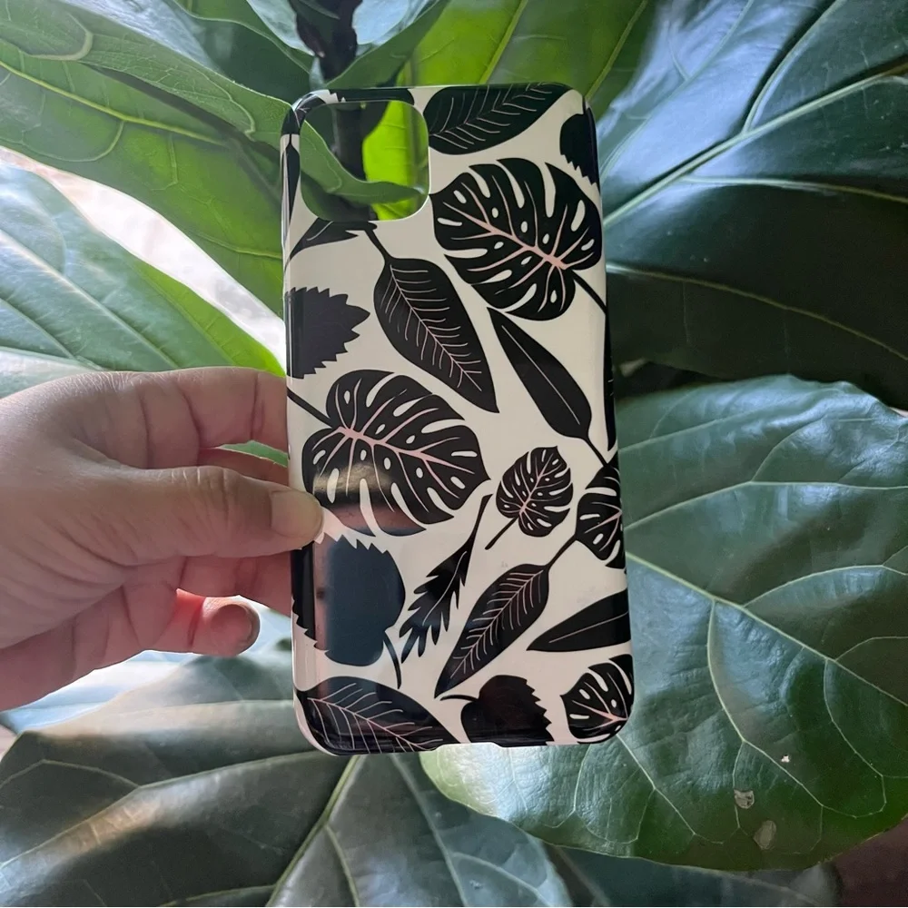 Society 6 Monstera Tropical Leaves Pixel 6s Hard Phone Case Cover Black White